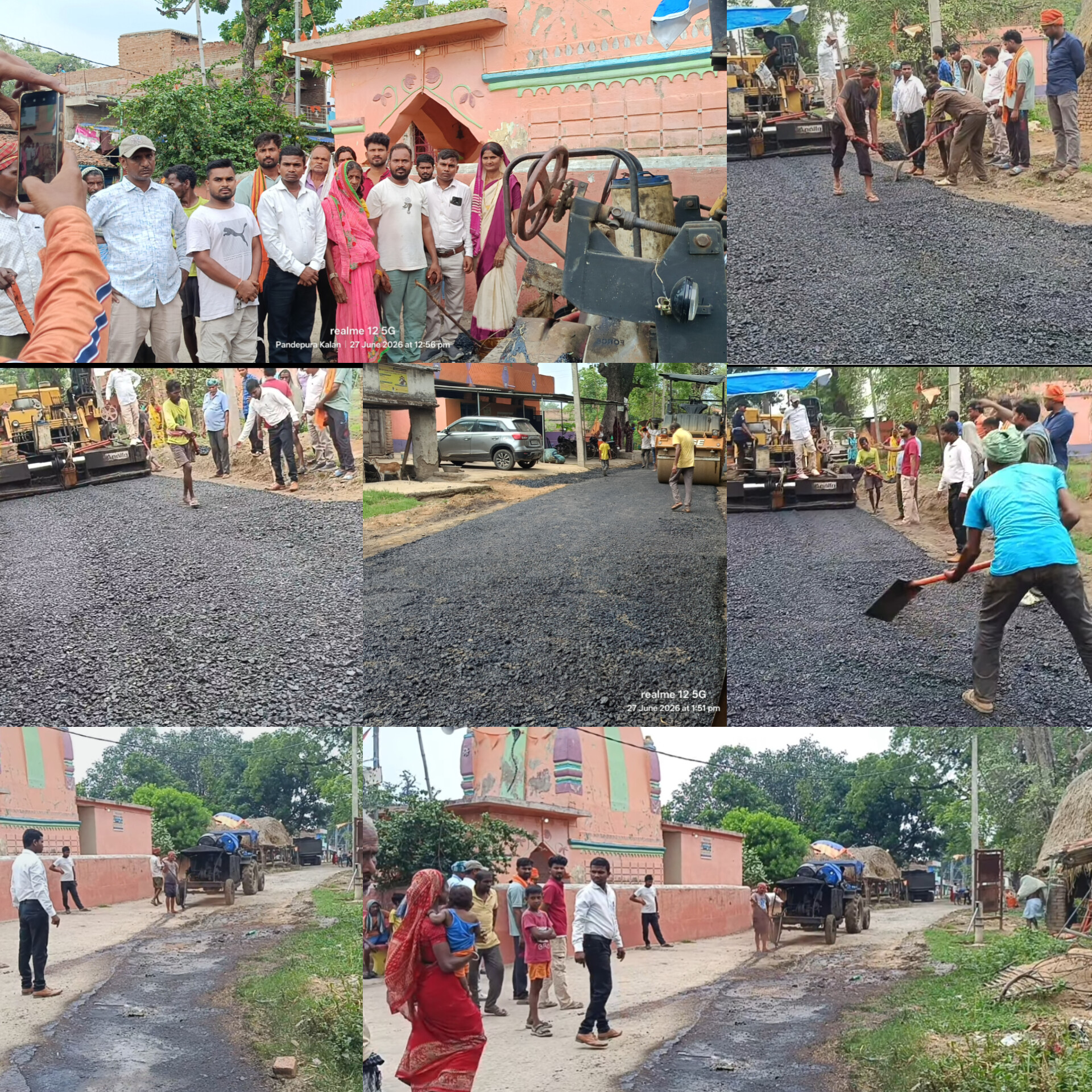 गर्री खुर्द से पीपल चौक तक सड़क कालिकरण कार्य शुरू, ग्रामीण जनता ने फोड़ा नारियल। श्री गणेश