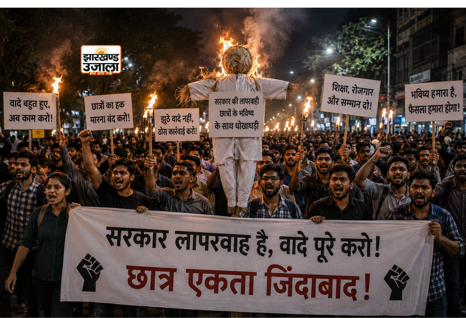 वादे पूरे नहीं होने पर छात्रों का सरकार के खिलाफ प्रदर्शन